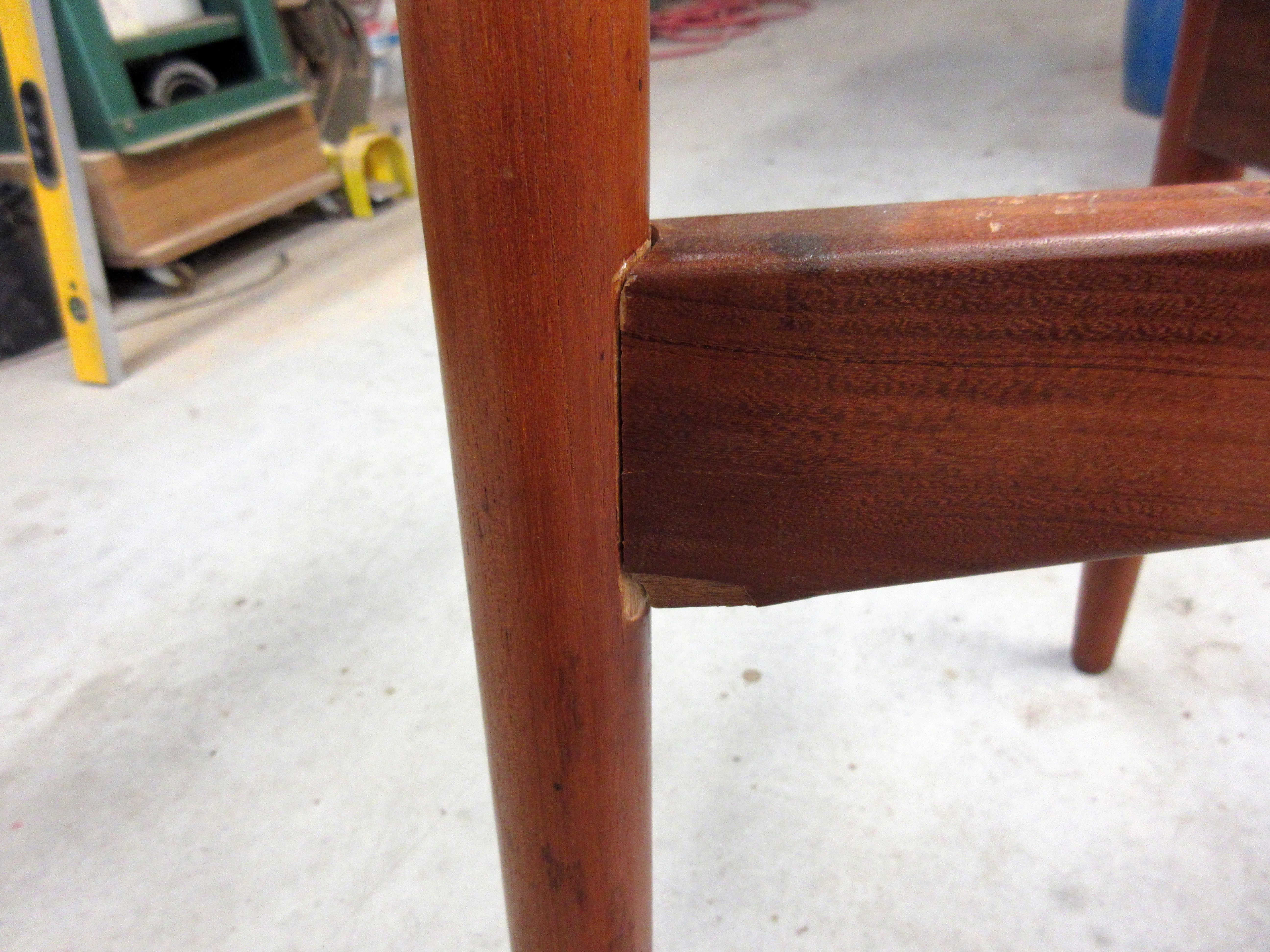 Danish Model 59 chair loose frame and broken stretcher before repair