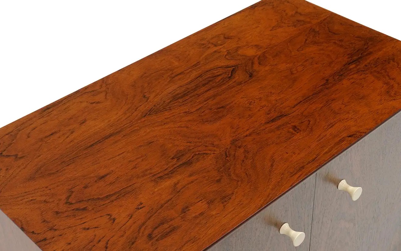 George Nelson Thin Edge cabinet in Brazilian rosewood after refinishing - Gee Furniture Works Lincoln NE