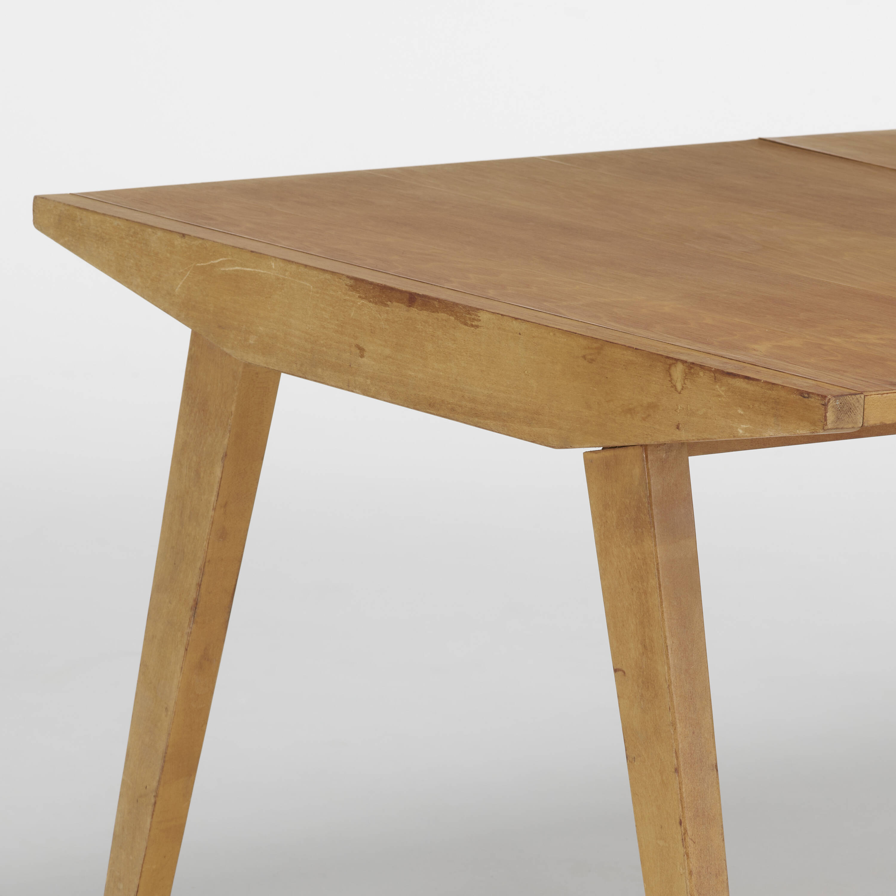 Knoll Nakashima NK-12 table before restoration - loose veneer and glue joints